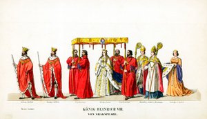 Theaterkostümentwürfe für Shakespeares Stück Heinrich VIII., 19. Jahrhundert von Unbekannt