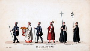 Theaterkostümentwürfe für Shakespeares Stück, Heinrich VIII, 19. Jahrhundert