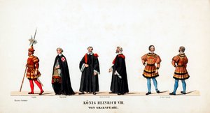 Theaterkostümentwürfe für Shakespeares Stück, Heinrich VIII., 19. Jahrhundert von Unbekannt