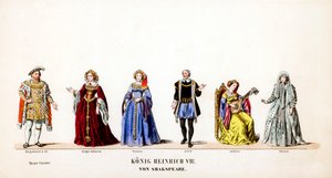 Theaterkostümentwürfe für Shakespeares Stück, Heinrich VIII., 19. Jahrhundert