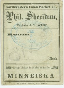 Ticket für das Dampfschiff Phil. Sheridan, 9. Dezember 1868