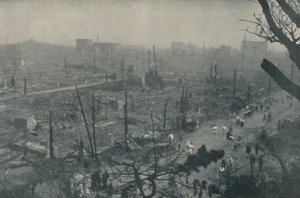 Tokios rauchende Ebene von Trümmern und Asche, ca. 1935