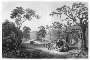 Truppen lagern am Eingang zum Keree-Pass, nördlich von Meerut, Indien, um 1860