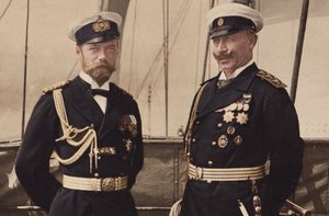 Zar Nikolaus II. und Kaiser Wilhelm II. in Björkö, 1905 von Unbekannt