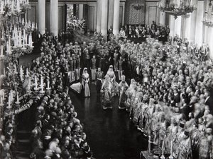 Zar Nikolaus II. bei der Eröffnungszeremonie der ersten Duma, St. Petersburg, Russland, 1906 von Unbekannt