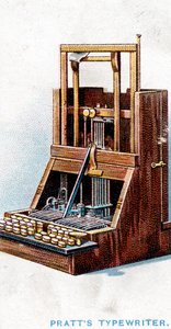 Schreibmaschine patentiert von John Pratt im Jahr 1866, 1915