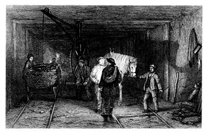 Untergrundszene in einem Kohlebergwerk, 1860