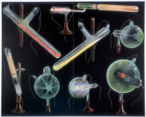 Verschiedene Substanzen fluoreszieren in Vakuumröhren unterschiedlicher Formen, 1903