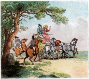Wechselfälle der Straße im Jahr 1787, der Straßenräuber, Lord Barrymore gestoppt, 1890 von Unbekannt
