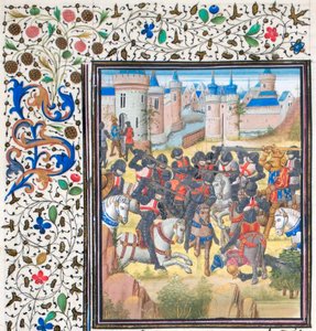 Sieg von Richard Löwenherz über Philipp August im Jahr 1198. Miniatur aus der Historia von Wilhelm von Tyrus, 1460er Jahre