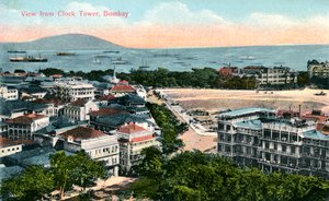 Blick vom Uhrturm, Bombay, Indien, frühes 20. Jahrhundert
