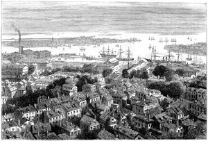 Blick auf Boston vom Bunkers Hill, Massachusetts, ca. 1770er Jahre von Unbekannt