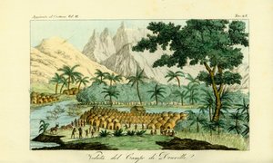 Ansicht des Lagers von Jean-Baptiste Douville am Kongo bei Quitumba, Angola von Unbekannt