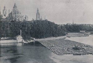 Blick auf Ottawa mit Holzflößen, 1924