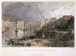 Blick auf Sunderland und die Eisenbrücke nach Osten, 1833