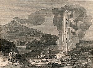 Ansicht eines Geysirs oder heißen Brunnens, 7. Dezember 1833 von Unbekannt