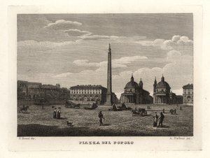 Ansicht der Piazza del Popolo, Rom, mit antikem Obelisken aus Heliopolis, Ägypten von Unbekannt
