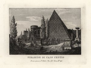 Blick auf die Pyramide des Cestius, Rom von Unbekannt