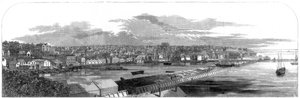 Ansicht der Stadt Auckland, Neuseeland, mit dem neuen Handelshafen, 1860 von Unbekannt