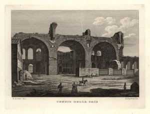 Ansicht der Ruinen des Tempels des Friedens oder des Forums des Vespasian, Tempio della Pace, Rom