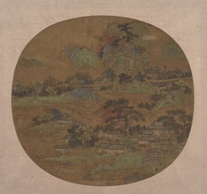 Dorf und Tempel in Jiangnan, frühes 15. Jahrhundert von Unbekannt