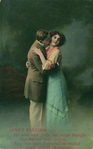 Vintage romantische Postkarte von Unbekannt