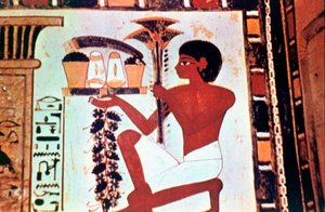 Wandmalerei, Detail, Diener mit Opfergaben, Kapelle von Menna, Theben von Unbekannt