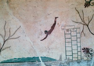 Wandmalerei aus einem griechischen Grab in Paestum eines Schwimmers, 8. Jahrhundert von Unbekannt