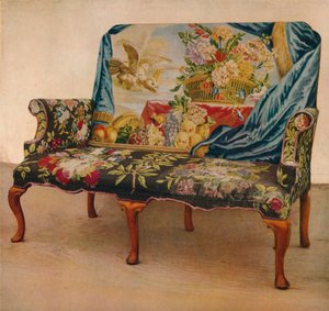 Nussbaum-Sofa mit Soho-Wandteppich, um 1730, 1929
