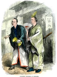 Wandernde Minnesänger in Yokohama, Japan, 1864