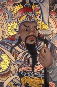 Wächter des Wat Pho Tempels auf Tür gemalt