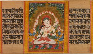 Weiße Tara, Folio aus...Perfektion der Weisheit Manuskript von Unbekannt