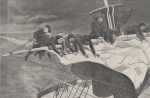 Winter auf See - Segel einholen vor der Küste Harper
