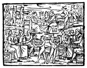 Hexen und Zauberer beim Sabbatmahl, 1608 von Unbekannt