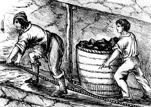 Frau und Junge arbeiten in einer Kohlenmine, Bolton, Lancashire, 1848 von Unbekannt