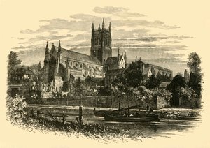 Worcester-Kathedrale, vom Fluss aus, 1898