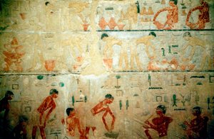 Arbeitsleben im alten Ägypten, Wandmalerei aus einem Handwerkergrab in Saqqara von Unbekannt