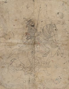Verehrung von Brijnathji und Svamini recto, Reiterporträt verso, ca. 1800