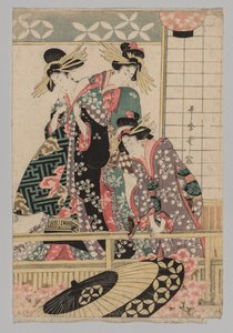 Yoshiwara-Frauen blicken im Frühling auf die Straße, 1753-1806 von Unbekannt