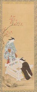 Junge und ein Mädchen in der Nähe eines Brunnens, Edo-Periode, 1615-1868 von Unbekannt