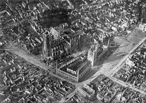 Ypern nach deutschem Bombardement, Erster Weltkrieg, 1914-1918, ca. 1920