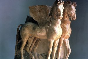 COX I 309 Paar geflügelte Terrakottapferde, aus dem Tempel von Tarquinia, Italien, 5.-6. Jahrhundert v. Chr. von Unbekannt Unbekannt