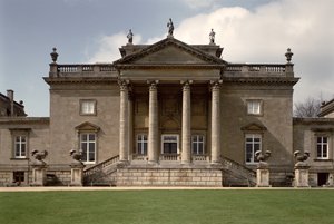 Außenansicht des zentralen Teils des Hauses, Stourhead, Wiltshire
