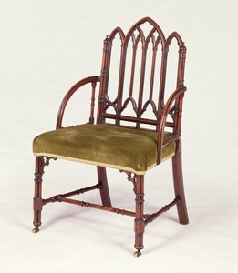 George III Mahagoni-Sessel im gotischen Stil, in der Art von Robert Manwaring, um 1765 von Unbekannt Unbekannt