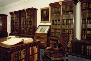 Innenansicht der Pepys Library, Magdalene College, Cambridge von Unbekannt Unbekannt