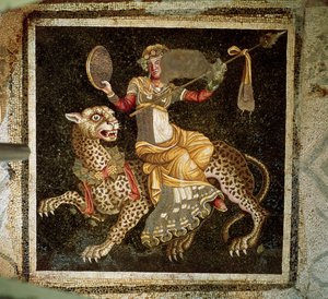 Mosaik von Dionysos, der auf einem Leoparden reitet, um 180 n. Chr.