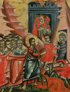 Auferweckung des Lazarus, griechische Ikone aus Epirus, 1611