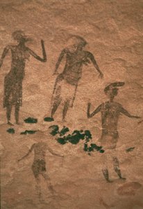 Felsmalerei von Männern und Frauen aus Jabbaren, 7.-1. Jahrhundert v. Chr. von Unbekannt Unbekannt