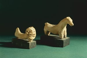 Terrakotta Löwe und Pferd, Mohenjodaro, 2300-1750 v. Chr. von Unbekannt Unbekannt