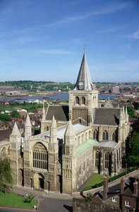 Ansicht der Rochester Kathedrale vom Schloss von Unbekannt Unbekannt